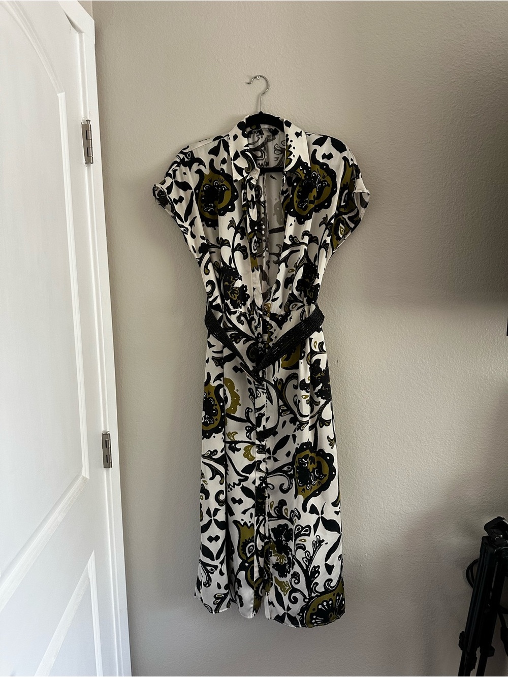Belted Zara Satin Midi Dress